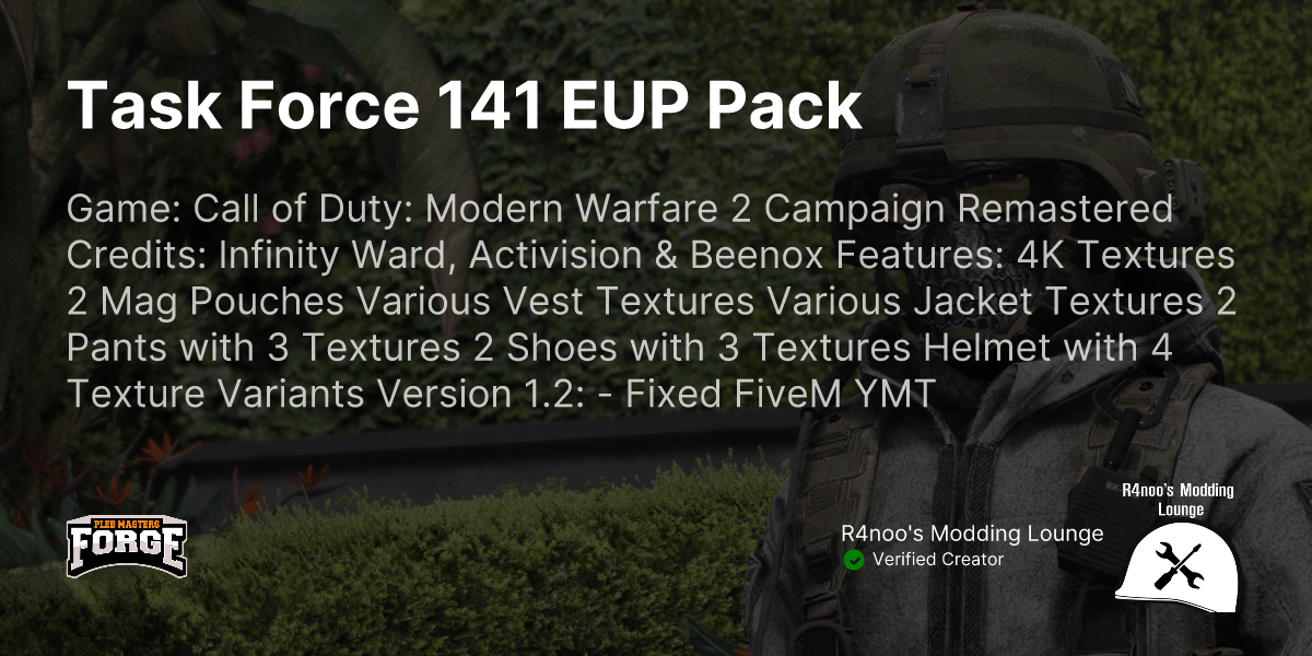 Pleb Masters Forge Hub Task Force 141 EUP Pack