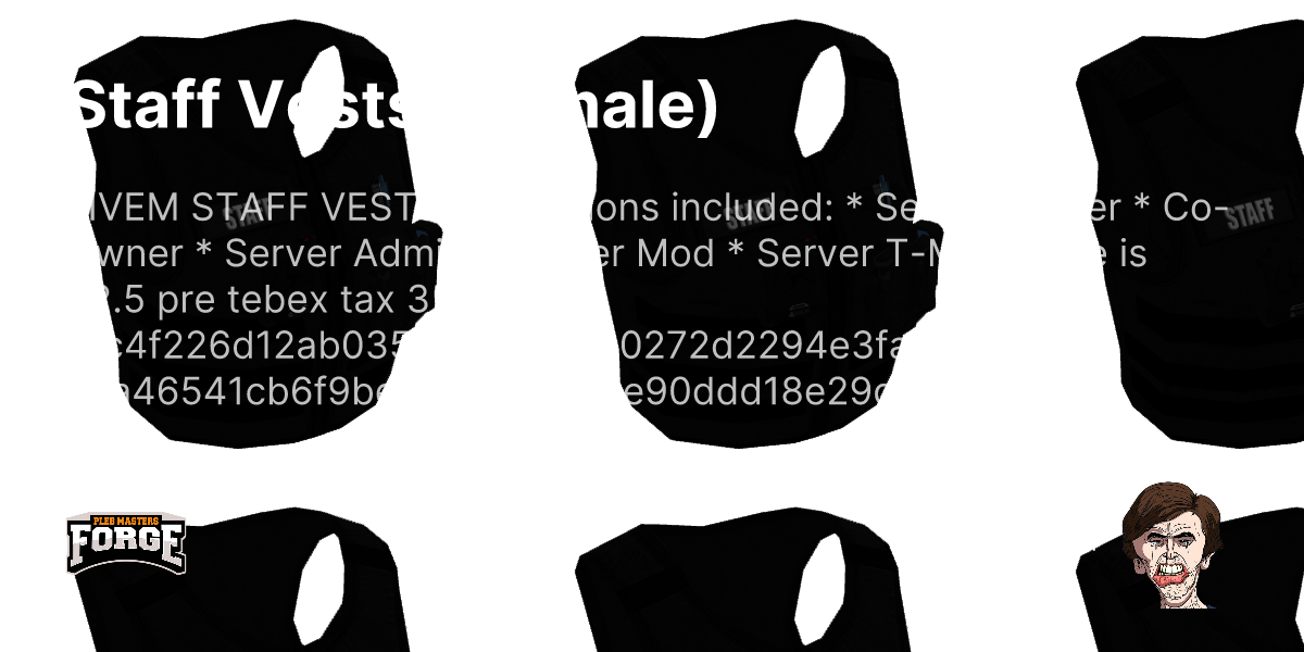 Pleb Masters: Forge Hub - Staff Vests (Female)