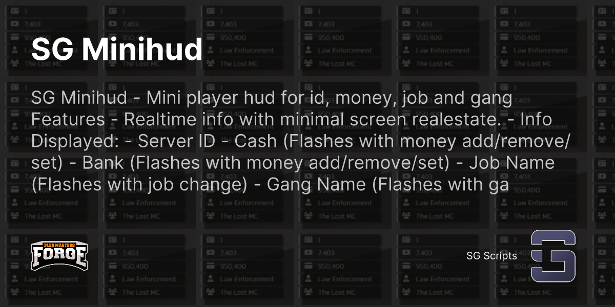 Pleb masters forge hub sg minihud