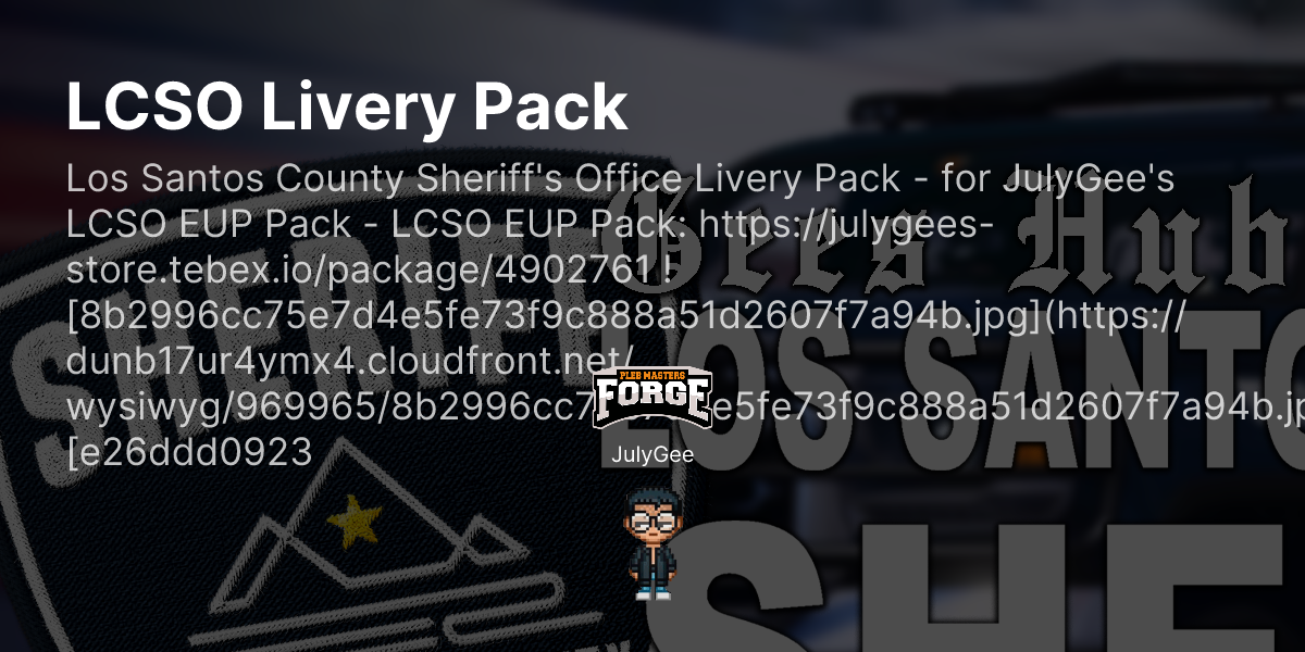 Pleb Masters Forge Hub Lcso Livery Pack Pleb Masters Forge Hub Lcso Livery Pack